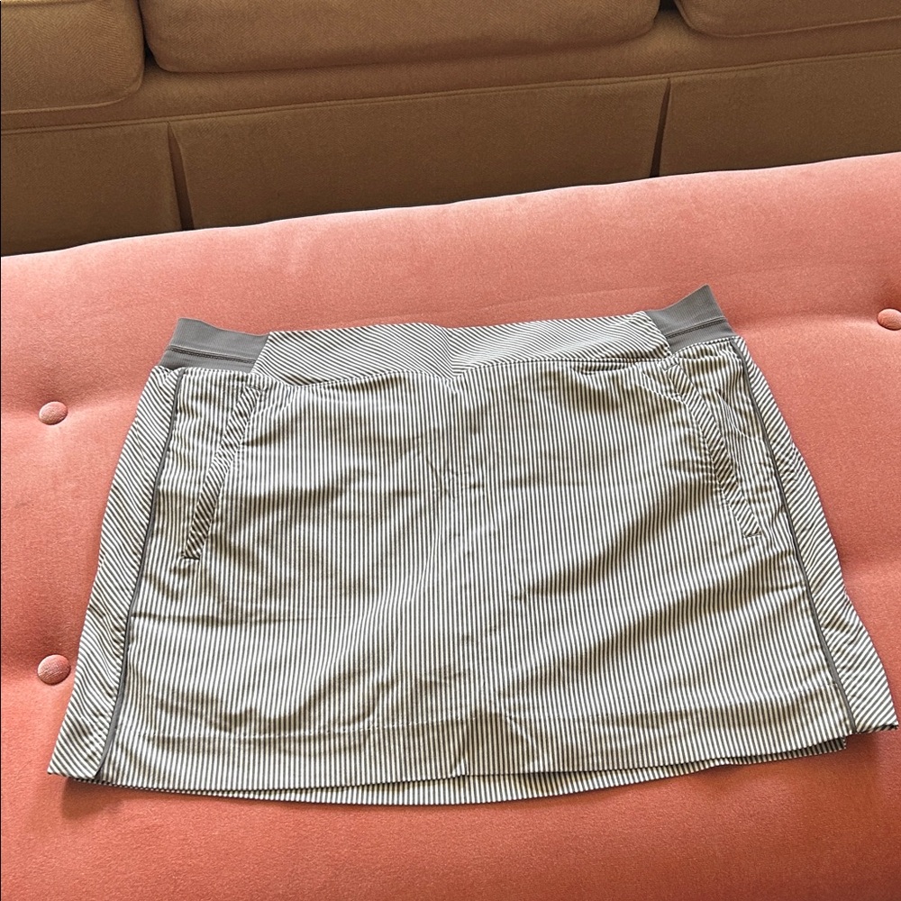 Athleta Striped Mini Skort in Taupe and White
